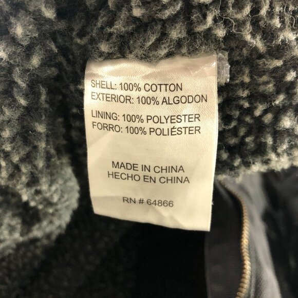 Lee Mens XXXL Black Canvas Cotton Sherpa-Lined Jacket Pockets Full Zip Closure - Picture 5 of 6